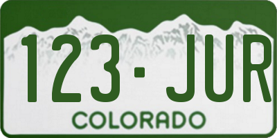 CO license plate 123JUR