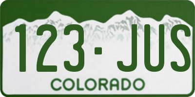 CO license plate 123JUS