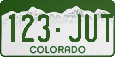CO license plate 123JUT