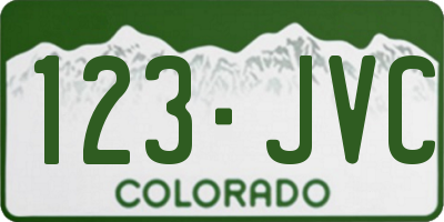CO license plate 123JVC