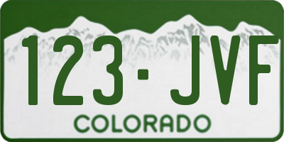 CO license plate 123JVF