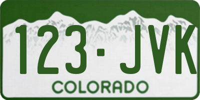 CO license plate 123JVK