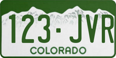 CO license plate 123JVR