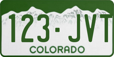 CO license plate 123JVT