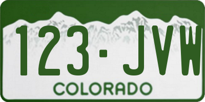 CO license plate 123JVW