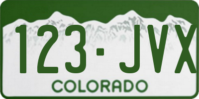 CO license plate 123JVX