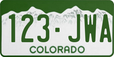 CO license plate 123JWA