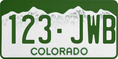 CO license plate 123JWB