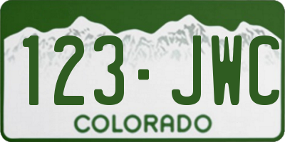 CO license plate 123JWC
