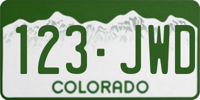 CO license plate 123JWD