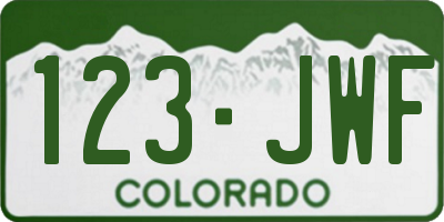 CO license plate 123JWF