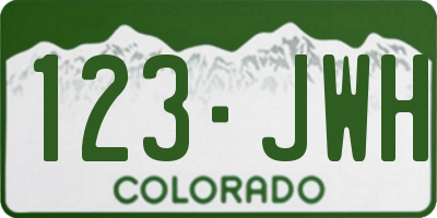 CO license plate 123JWH