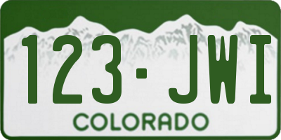 CO license plate 123JWI