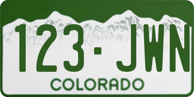CO license plate 123JWN
