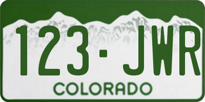 CO license plate 123JWR