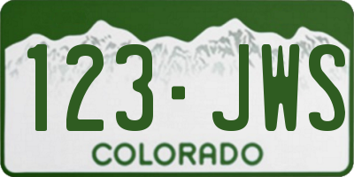 CO license plate 123JWS