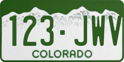 CO license plate 123JWV