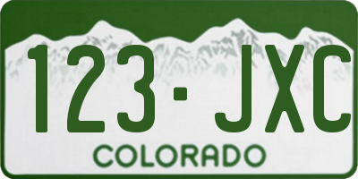 CO license plate 123JXC