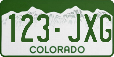 CO license plate 123JXG
