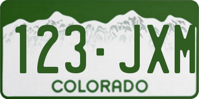 CO license plate 123JXM
