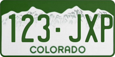 CO license plate 123JXP