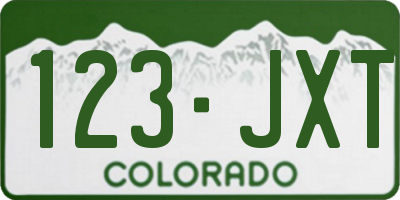 CO license plate 123JXT