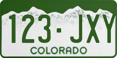 CO license plate 123JXY