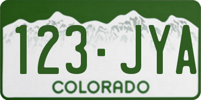 CO license plate 123JYA