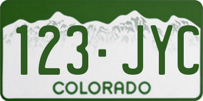 CO license plate 123JYC