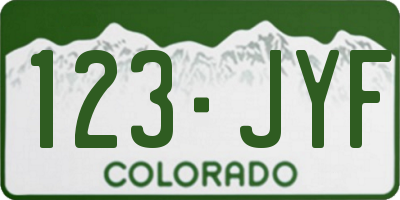 CO license plate 123JYF