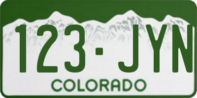 CO license plate 123JYN