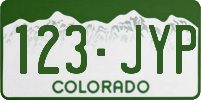 CO license plate 123JYP
