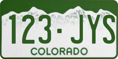 CO license plate 123JYS