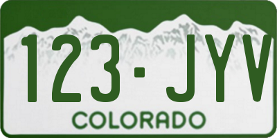 CO license plate 123JYV