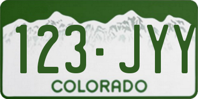 CO license plate 123JYY