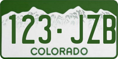 CO license plate 123JZB
