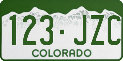 CO license plate 123JZC