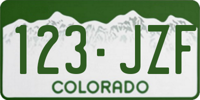 CO license plate 123JZF