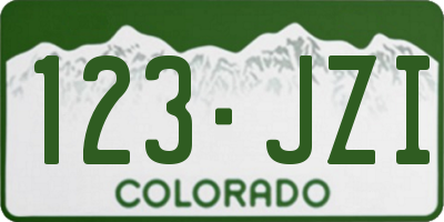 CO license plate 123JZI