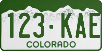 CO license plate 123KAE