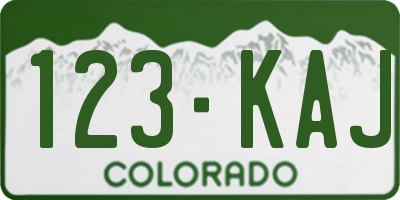 CO license plate 123KAJ
