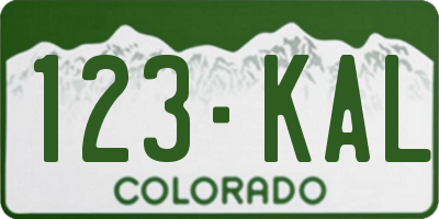 CO license plate 123KAL