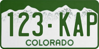 CO license plate 123KAP