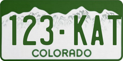 CO license plate 123KAT