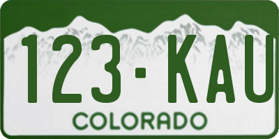 CO license plate 123KAU