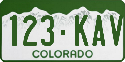 CO license plate 123KAV