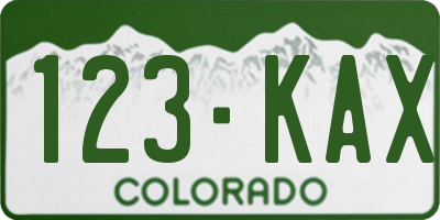 CO license plate 123KAX
