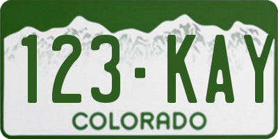 CO license plate 123KAY