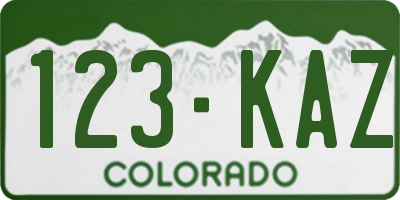 CO license plate 123KAZ
