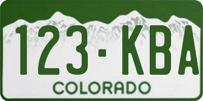 CO license plate 123KBA